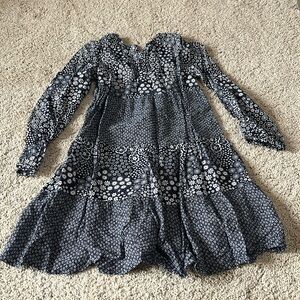 Girls Gap long sleeve dress, size 8, navy blue & white